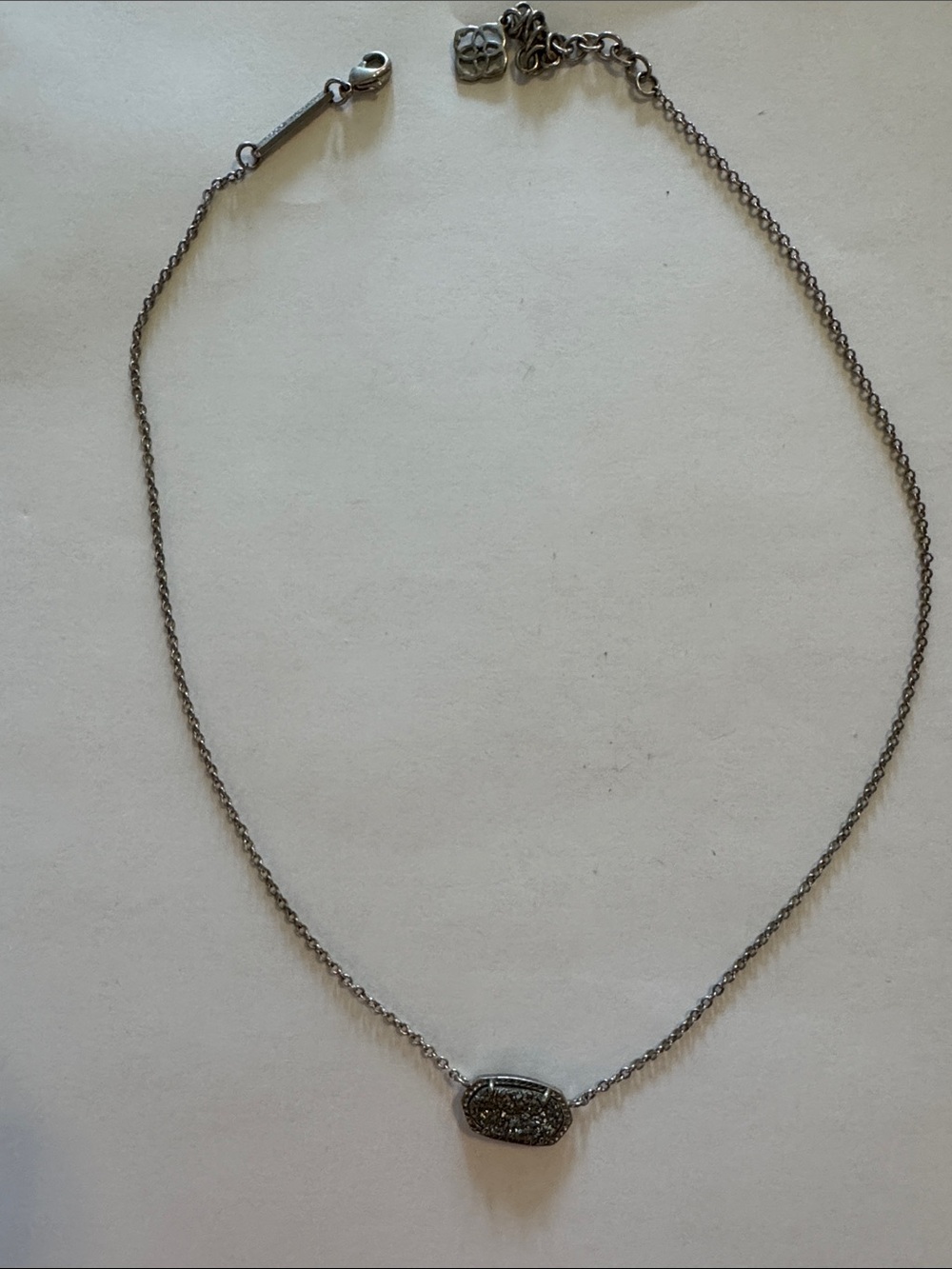 Delicate Silver-Tone Druzy Pendant Necklace - Women Jewelry